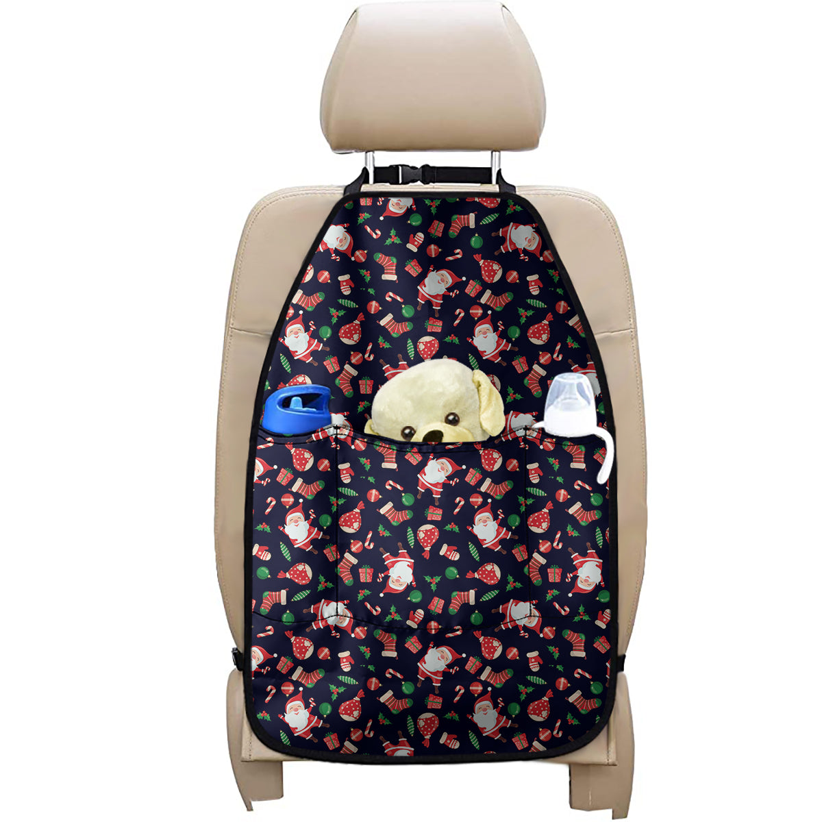 Cute Merry Christmas Pattern Print Car Seat Organizers