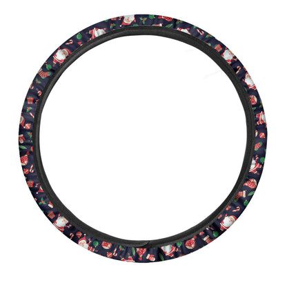 Cute Merry Christmas Pattern Print Car Steering Wheel Cover
