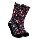 Cute Merry Christmas Pattern Print Crew Socks