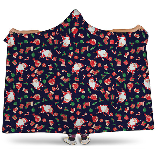 Cute Merry Christmas Pattern Print Hooded Blanket