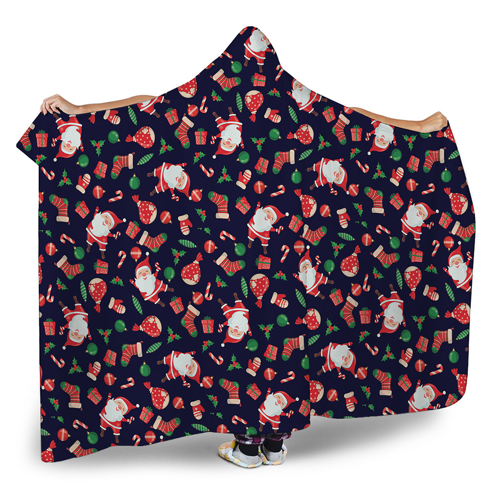 Cute Merry Christmas Pattern Print Hooded Blanket
