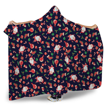 Cute Merry Christmas Pattern Print Hooded Blanket