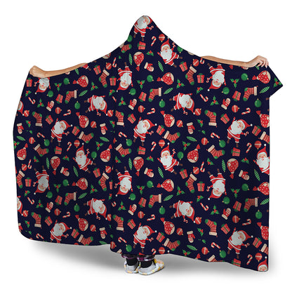 Cute Merry Christmas Pattern Print Hooded Blanket