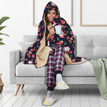 Cute Merry Christmas Pattern Print Hooded Blanket