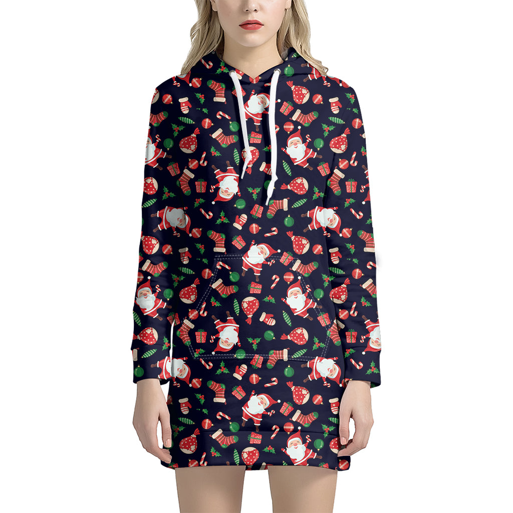 Cute Merry Christmas Pattern Print Hoodie Dress