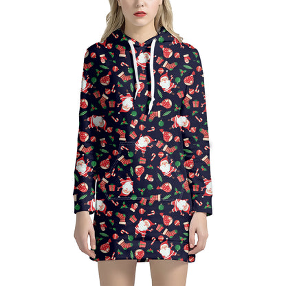 Cute Merry Christmas Pattern Print Hoodie Dress