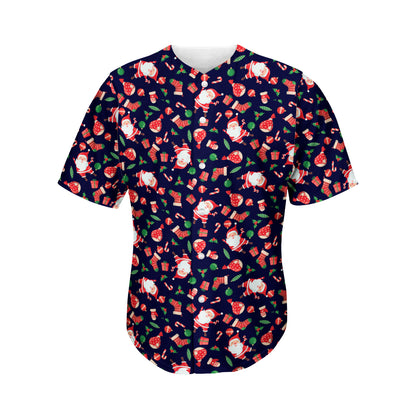 Cute Merry Christmas Pattern Print Men's Baseball Jersey