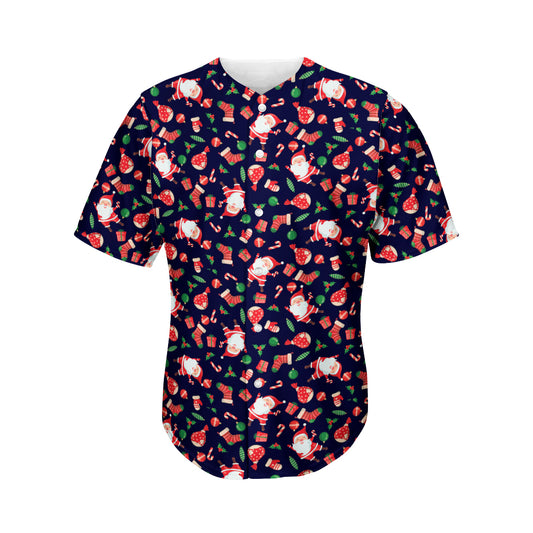 Cute Merry Christmas Pattern Print Men's Baseball Jersey