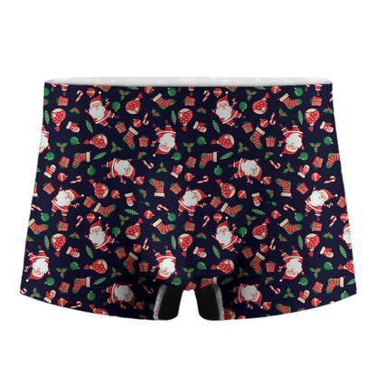 Cute Merry Christmas Pattern Print Men's Boxer Briefs