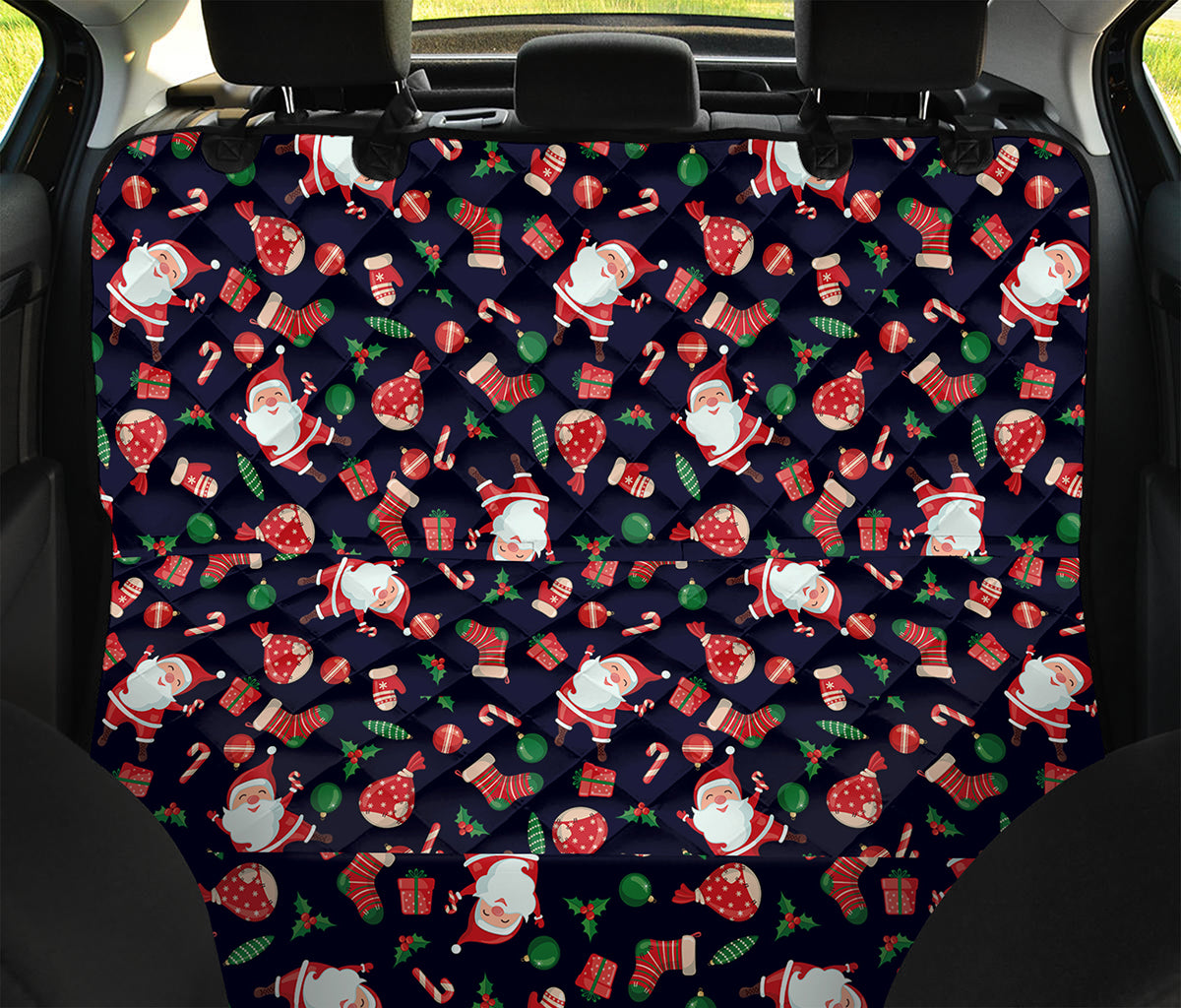 Cute Merry Christmas Pattern Print Pet Car Back Seat Cover