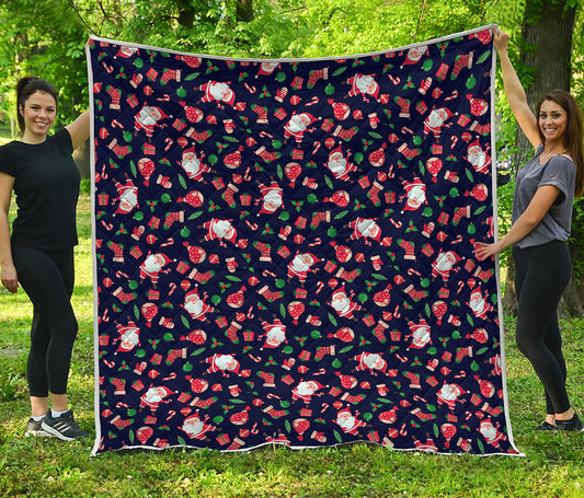Cute Merry Christmas Pattern Print Quilt