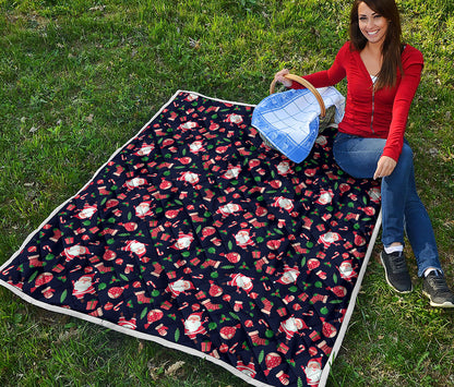 Cute Merry Christmas Pattern Print Quilt
