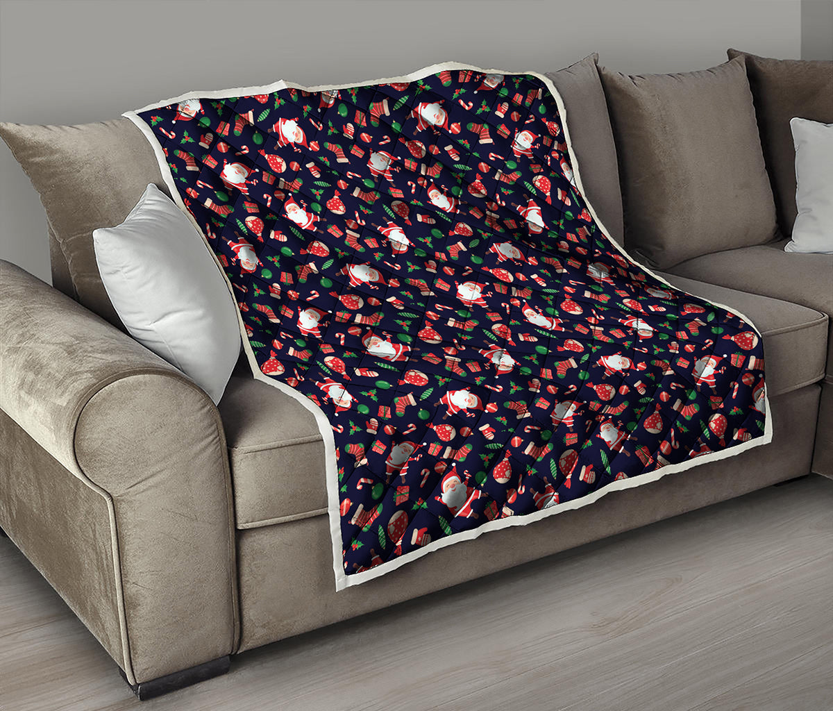 Cute Merry Christmas Pattern Print Quilt