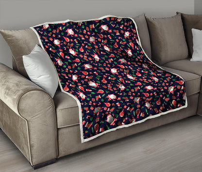 Cute Merry Christmas Pattern Print Quilt