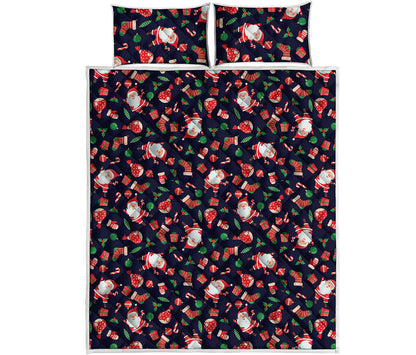 Cute Merry Christmas Pattern Print Quilt Bed Set