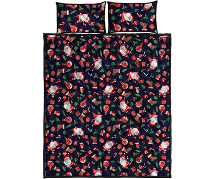Cute Merry Christmas Pattern Print Quilt Bed Set