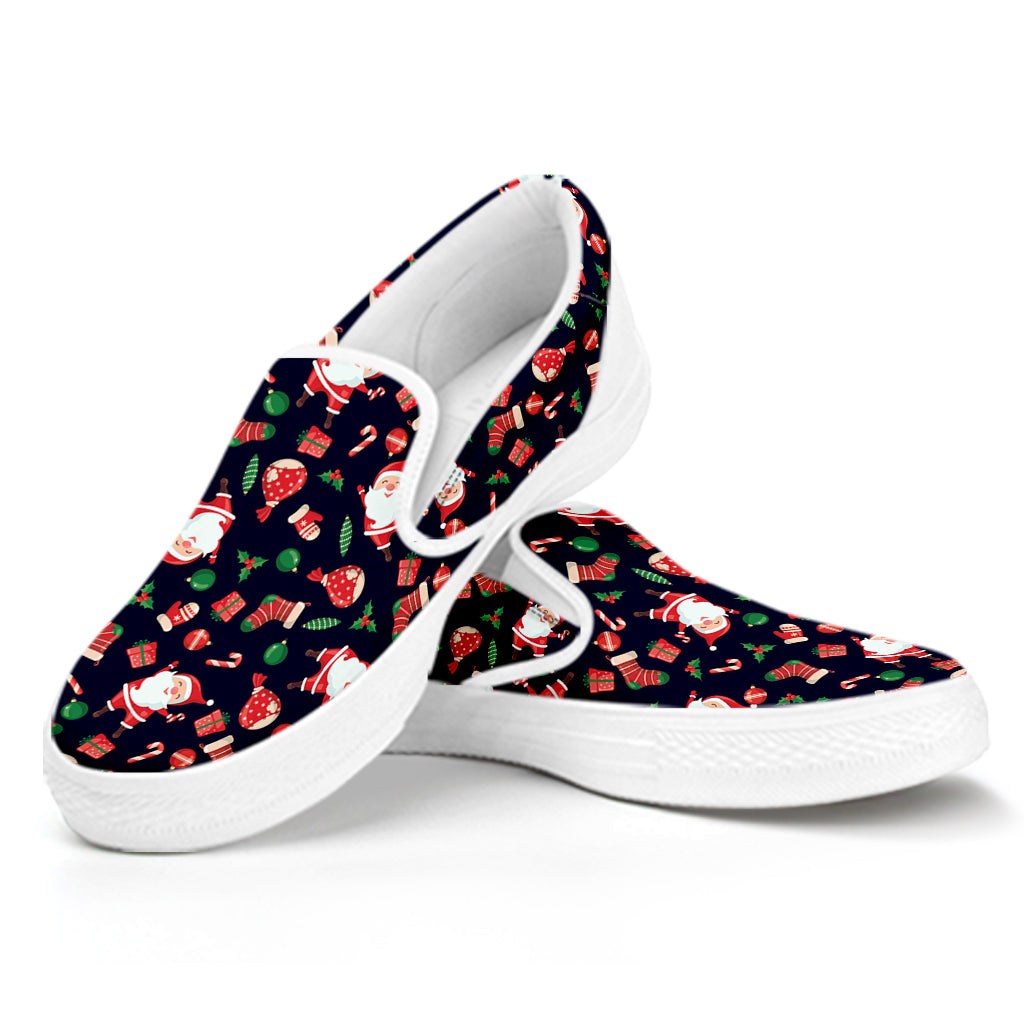 Cute Merry Christmas Pattern Print White Slip On Shoes