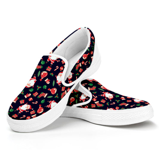 Cute Merry Christmas Pattern Print White Slip On Shoes