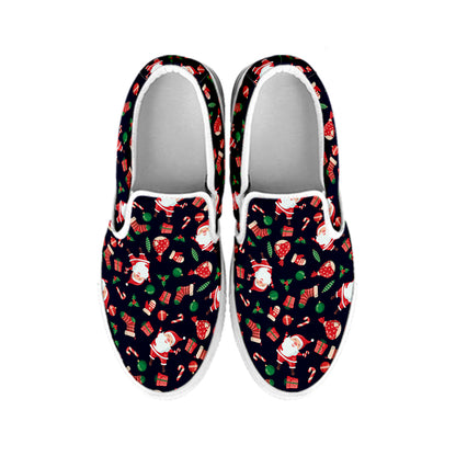 Cute Merry Christmas Pattern Print White Slip On Shoes