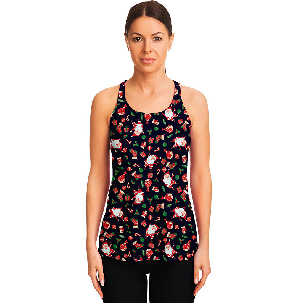 Cute Merry Christmas Pattern Print Women's Racerback Tank Top