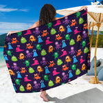 Cute Monster Pattern Print Beach Sarong Wrap