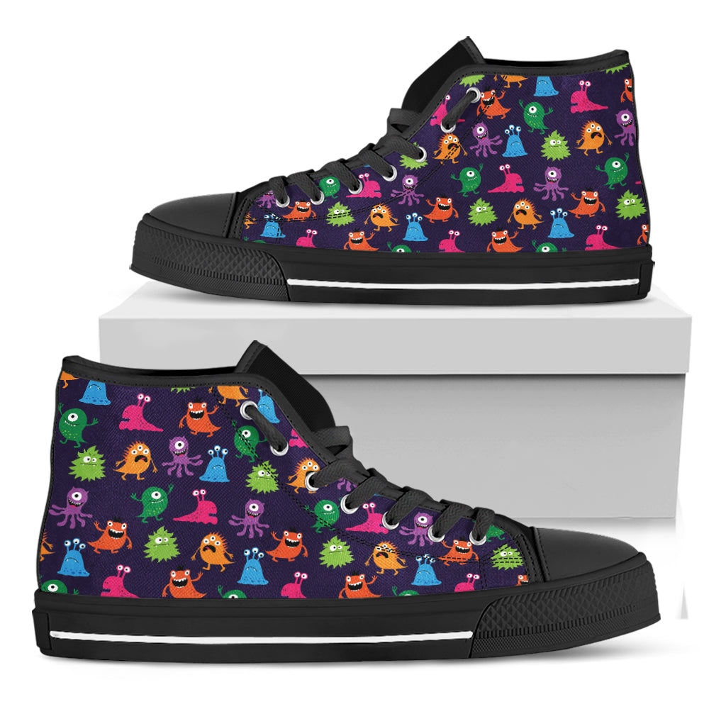 Cute Monster Pattern Print Black High Top Shoes