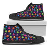 Cute Monster Pattern Print Black High Top Shoes