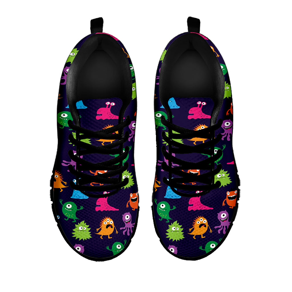 Cute Monster Pattern Print Black Sneakers
