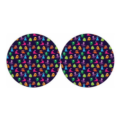 Cute Monster Pattern Print Car Coasters
