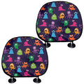 Cute Monster Pattern Print Car Headrest Covers