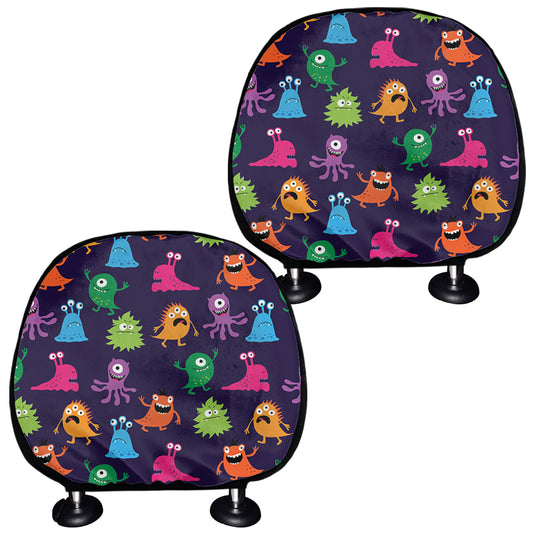 Cute Monster Pattern Print Car Headrest Covers
