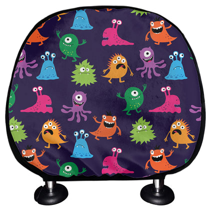 Cute Monster Pattern Print Car Headrest Covers