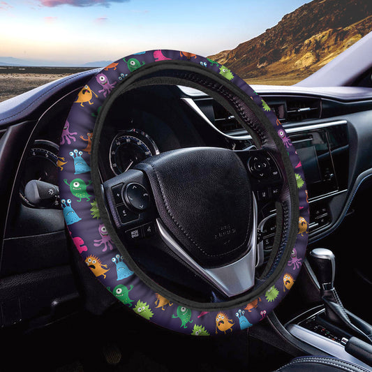 Cute Monster Pattern Print Car Steering Wheel Cover
