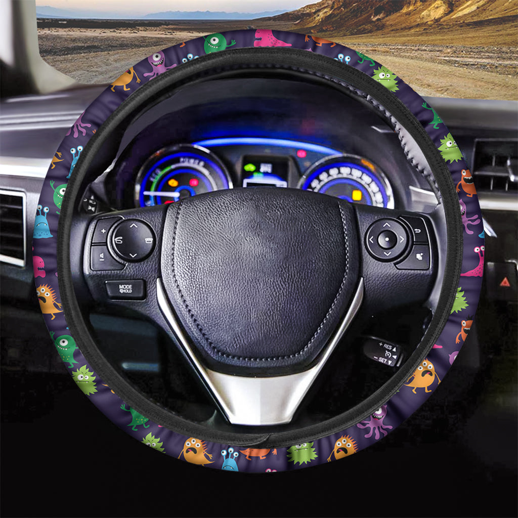 Cute Monster Pattern Print Car Steering Wheel Cover