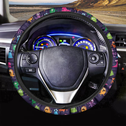 Cute Monster Pattern Print Car Steering Wheel Cover