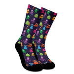 Cute Monster Pattern Print Crew Socks