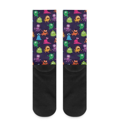 Cute Monster Pattern Print Crew Socks