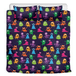 Cute Monster Pattern Print Duvet Cover Bedding Set