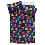 Cute Monster Pattern Print Duvet Cover Bedding Set