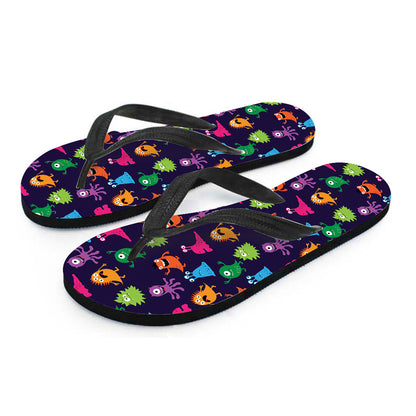Cute Monster Pattern Print Flip Flops