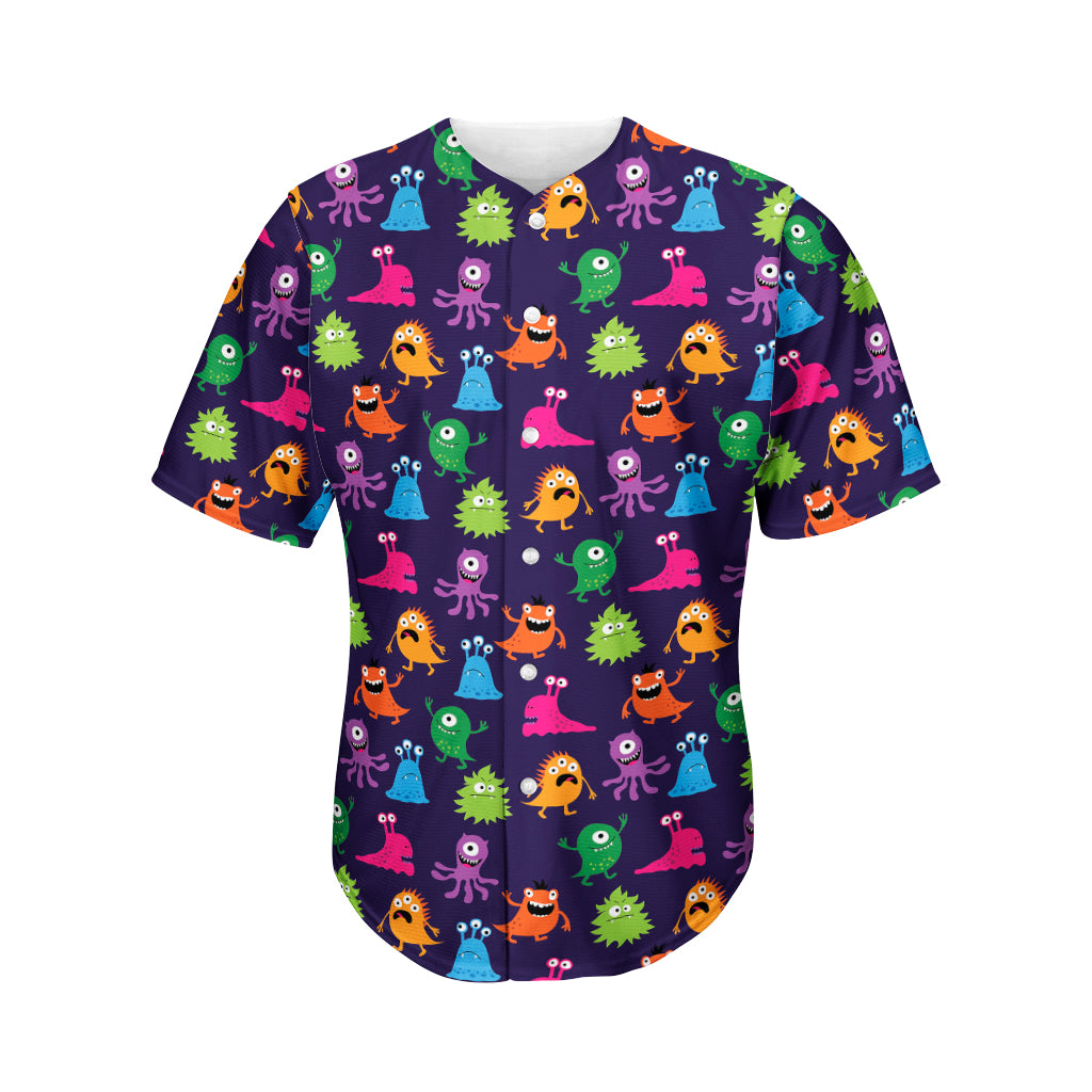 Cute Monster Pattern Print Men's Baseball Jersey