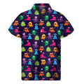 Cute Monster Pattern Print Men's Short Sleeve Shirt