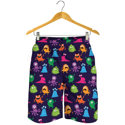 Cute Monster Pattern Print Men's Shorts