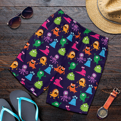 Cute Monster Pattern Print Men's Shorts