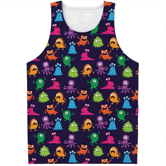 Cute Monster Pattern Print Men's Tank Top