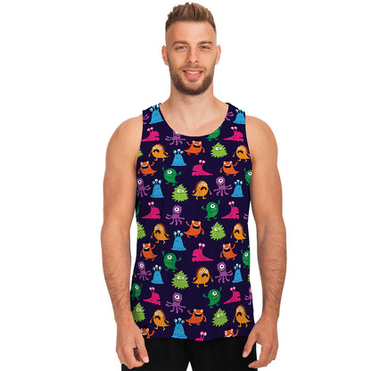 Cute Monster Pattern Print Men's Tank Top