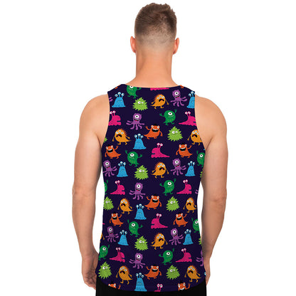 Cute Monster Pattern Print Men's Tank Top