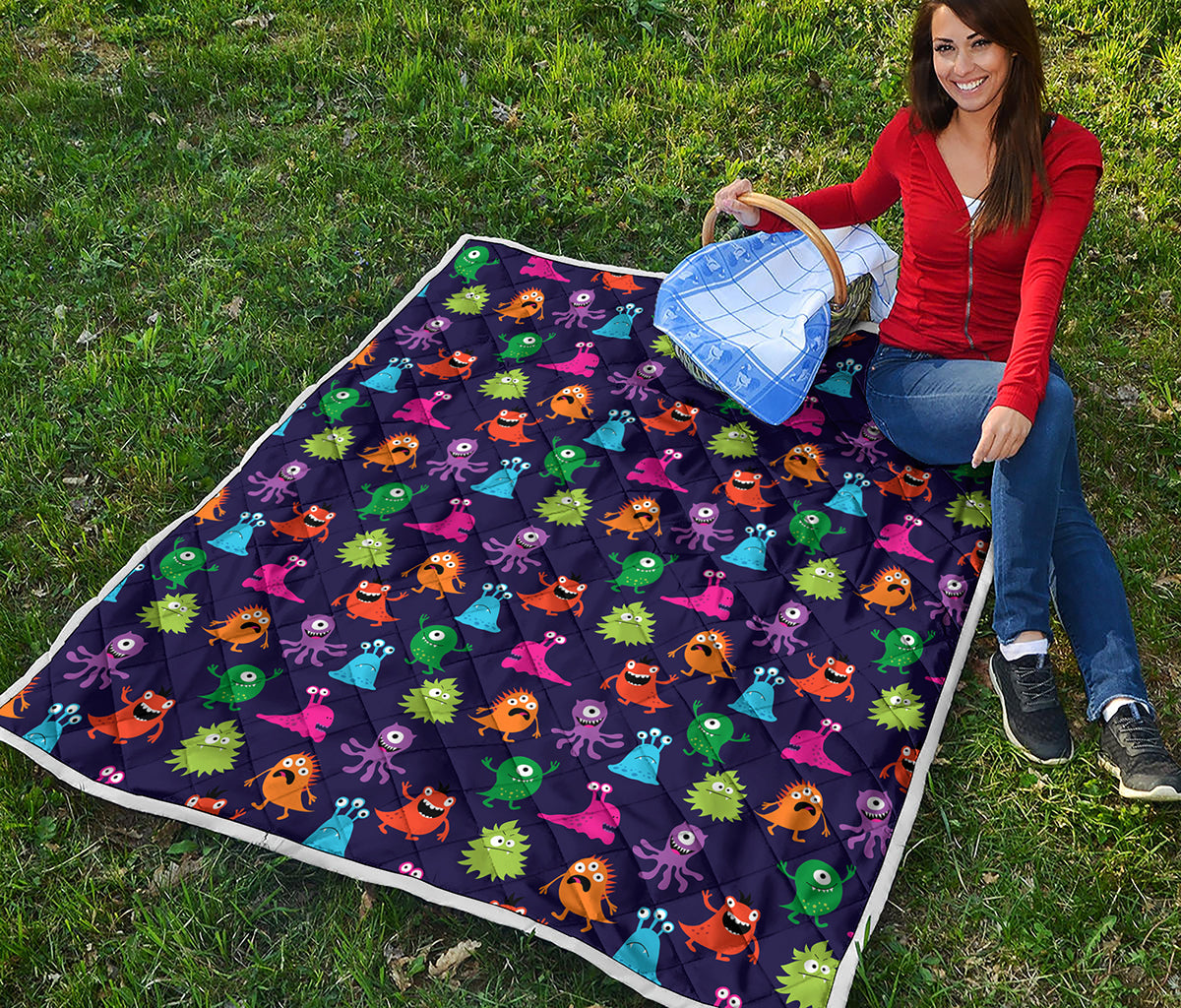 Cute Monster Pattern Print Quilt