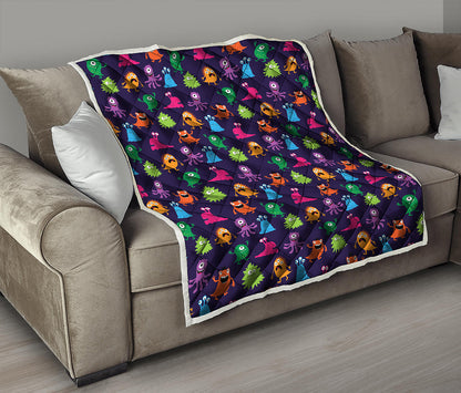 Cute Monster Pattern Print Quilt