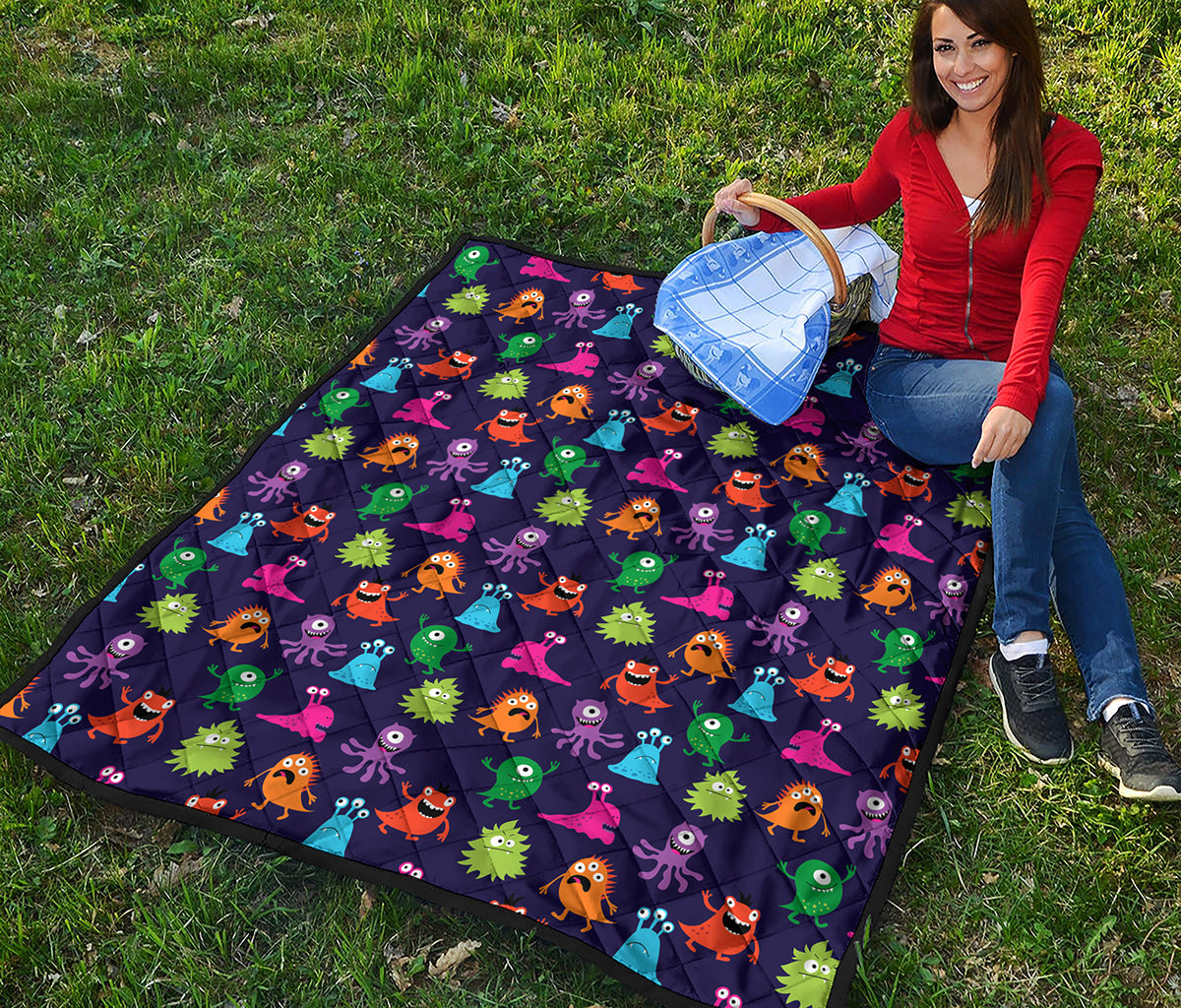 Cute Monster Pattern Print Quilt